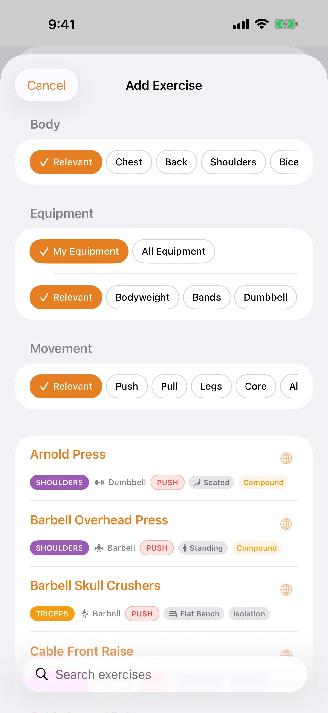 Exercise library